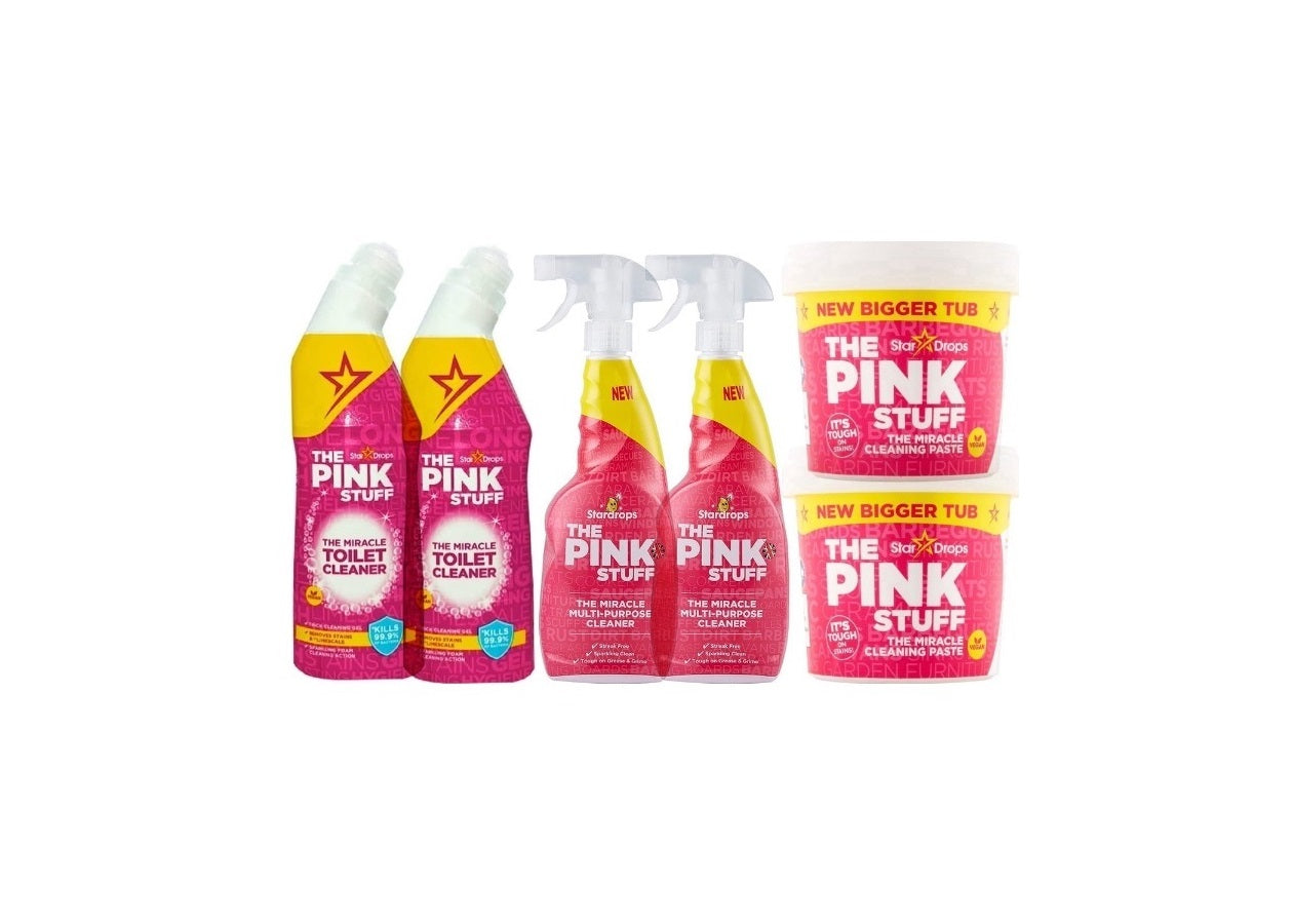 The Pink Stuff Ultimate Bundle - 2x Spray 750 ml - 2x Detergente per WC 750 ml - 2x Pasta miracolosa 850 grammi